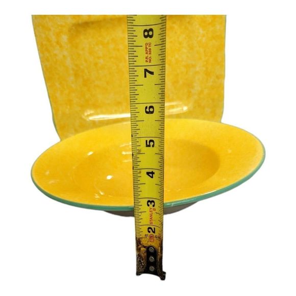 Set Yellow Serving Platter Tray & Bowl made in Italy by Over and Back vintage - Picture 9 of 11